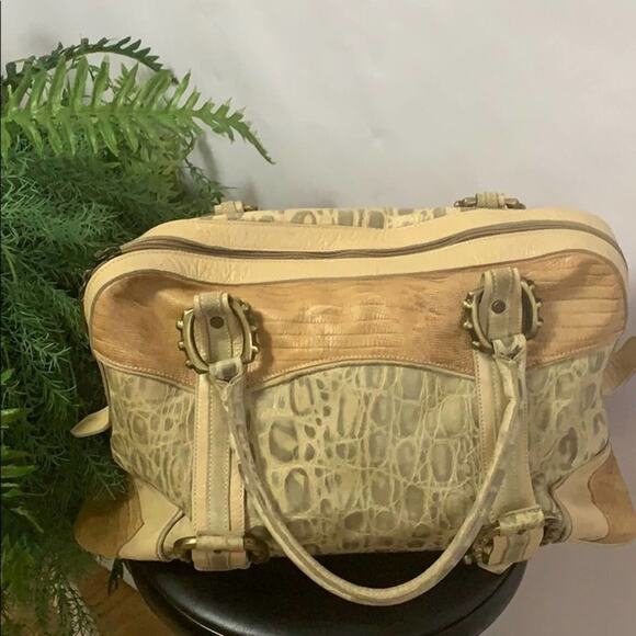 ARCADIA  ITALIAN‎ CROC EMBOSSED LEATHER BAG - Picture 1 of 11